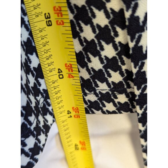 Shelby & Palmer Womens Houndstooth Dress Size 6 Black & White Zip Front & Belted - Picture 5 of 6